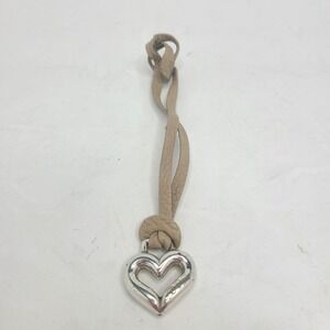 BRIGHTON Taupe Leather Replacement Heart‎ Loop Strap Purse Bag Charm Key Fob Tag
